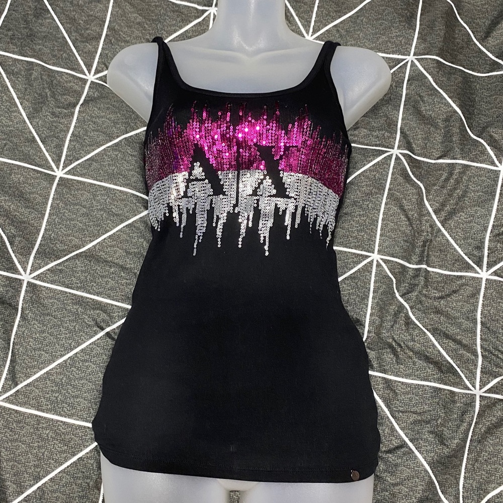 Armani Exchange Pink & Silver Sequin Tank Top